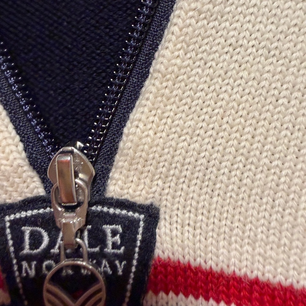 Dale of Norway Women's Navy, Cream & Red Half-Zip Turtleneck Sweater - Picture 3 of 7